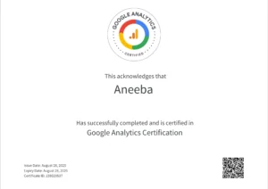 Digital marketer with Google Analytics certification"