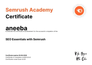 Digital marketing training certification from SEMrush Academy"